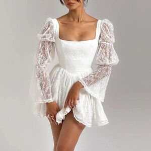 House of CB | Dresses | House Of Cb Adriana Ivory Satin And Lace Mini Dress  | Poshmark